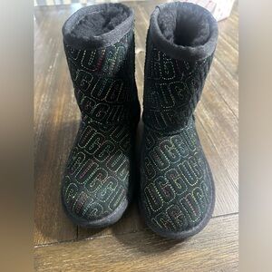 UGG Black Boots with Multicolor Stitching